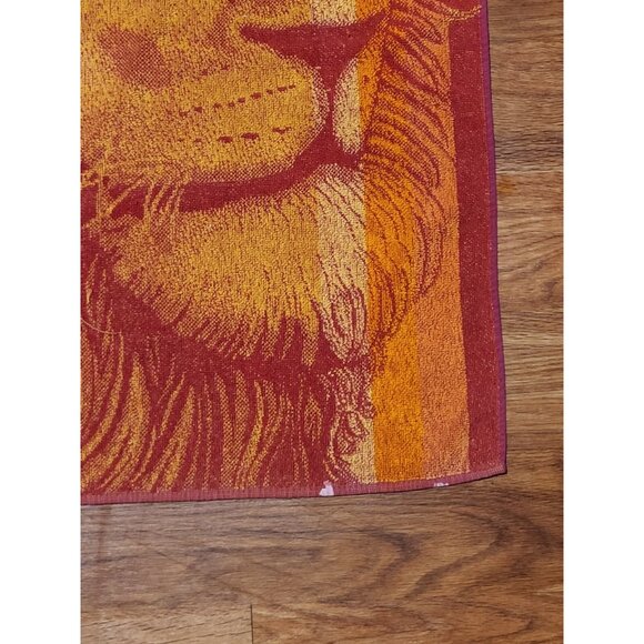 Vintage J Franco Lion Lioness Beach Towel Orange Red - Picture 2 of 6